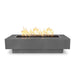 Silver Vein Rectangular Coronado Fire Pit Powder Coated Metal, lit in white background