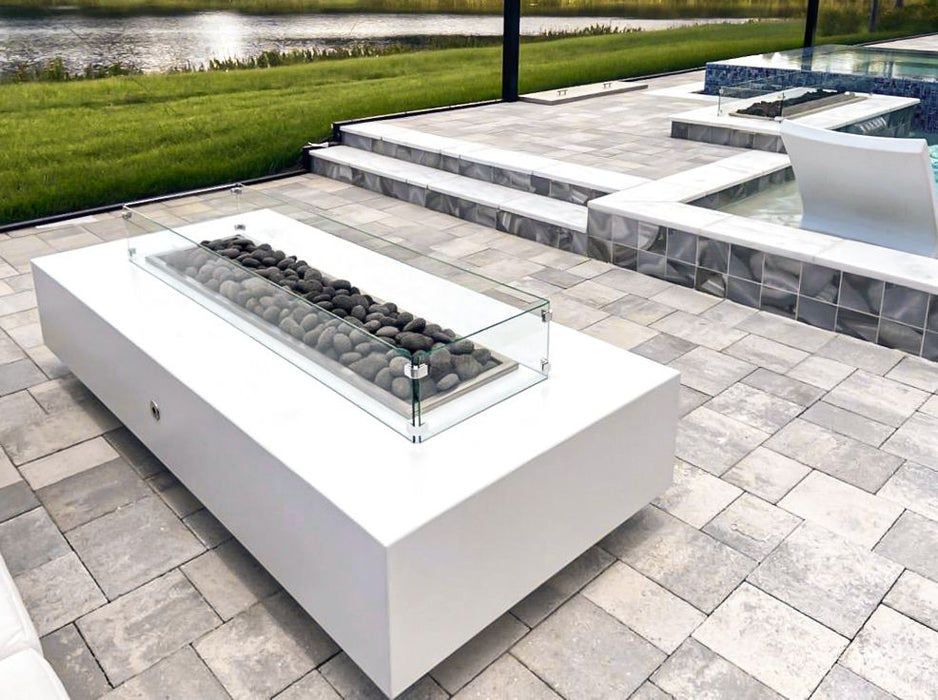 The Outdoor Plus Rectangular Del Mar Fire Pit GFRC Concrete - Gray