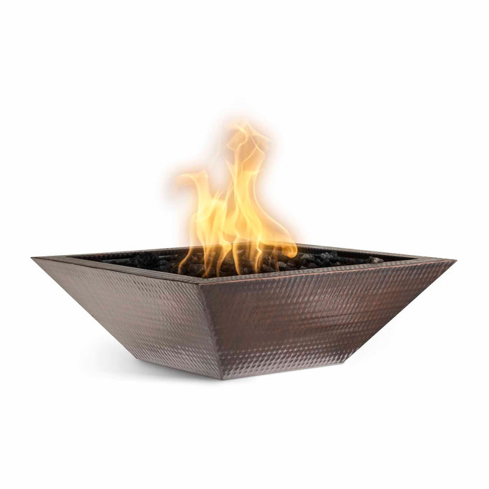 The Outdoor Plus Square Maya Hammered Copper Fire Bowl