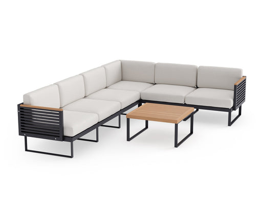 Monterey	6 Seater Sectional with Coffee Table	Aluminium	Canvas Natural	in white background