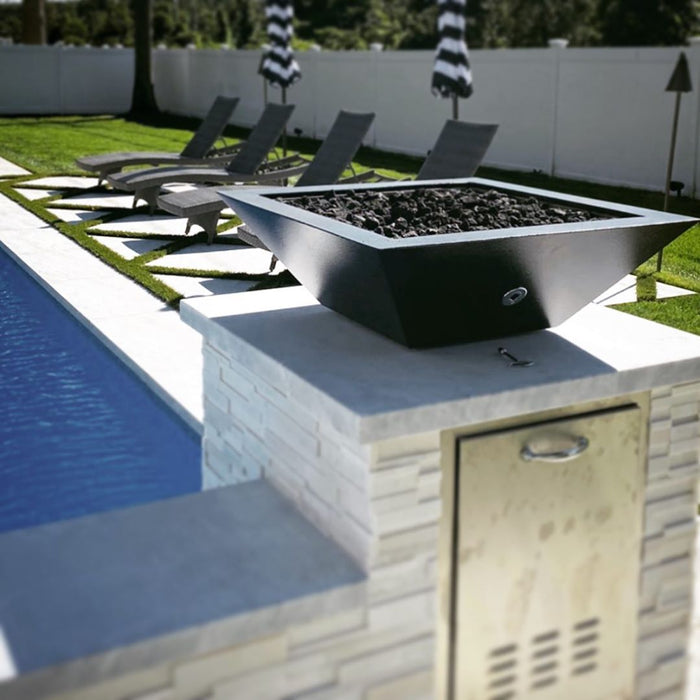 The Outdoor Plus Square Maya Fire Bowl GFRC Concrete - Gray