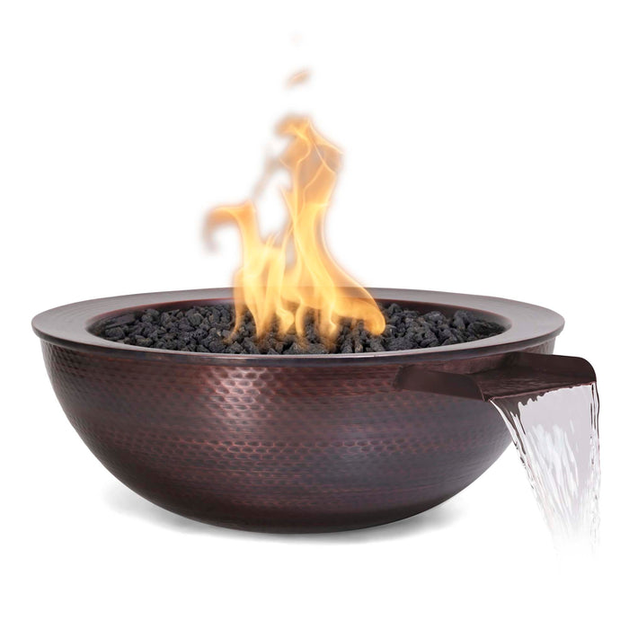 The Outdoor Plus 27" Round Sedona Hammered Copper Fire & Water Bowl