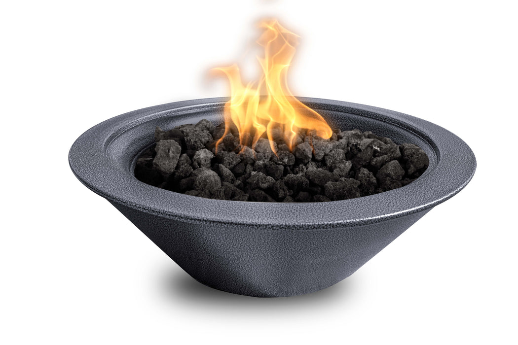 The Outdoor Plus Round Cazo Powder Coated Metal Fire Bowl - Silver Vein