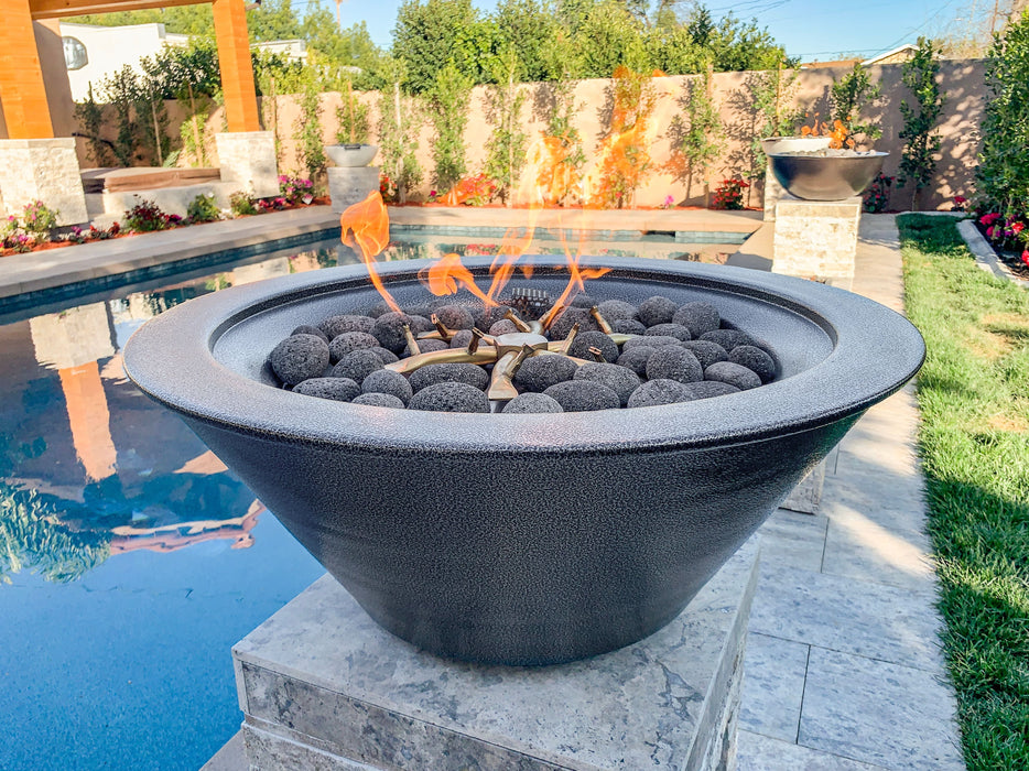 The Outdoor Plus Round Cazo Powder Coated Metal Fire Bowl - Java