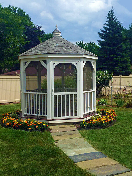 Amish Country Gazebos 8 Foot Vinyl Gazebo-In-A-Box with Floor